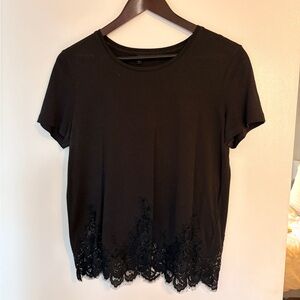 THE KOOPLES | Black lace edge tee | Sz 2